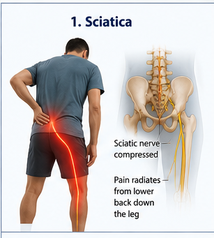Sciatica pain distribution illustration