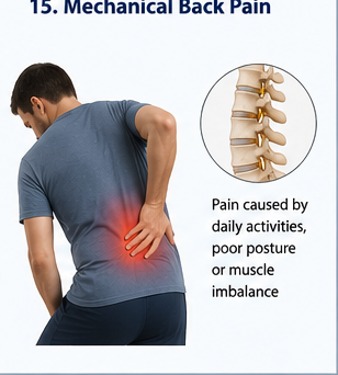 Mechanical back pain patient holding lower back