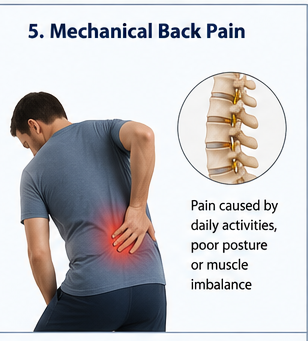 Person holding lower back with mechanical pain